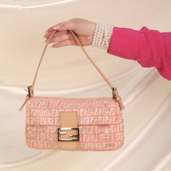 Additional Pics: Authentic Ultra-Rare Fendi Crystal Studded Zucchino Baguette - Picture 4 of 16